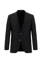 Siyah Regular Fit Yünlü Klasik Takım Elbise