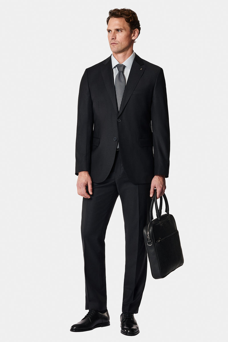 Siyah 7 Drop Slim Fit Dar Kesim Yünlü Takım Elbise