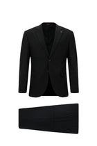 Siyah Super Slim Fit Ekstra Dar Kesim Yünlü Klasik Takım Elbise