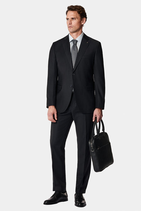 Siyah 7 Drop Slim Fit Dar Kesim Yünlü Tak?m Elbise-Abdullah Ki??l?