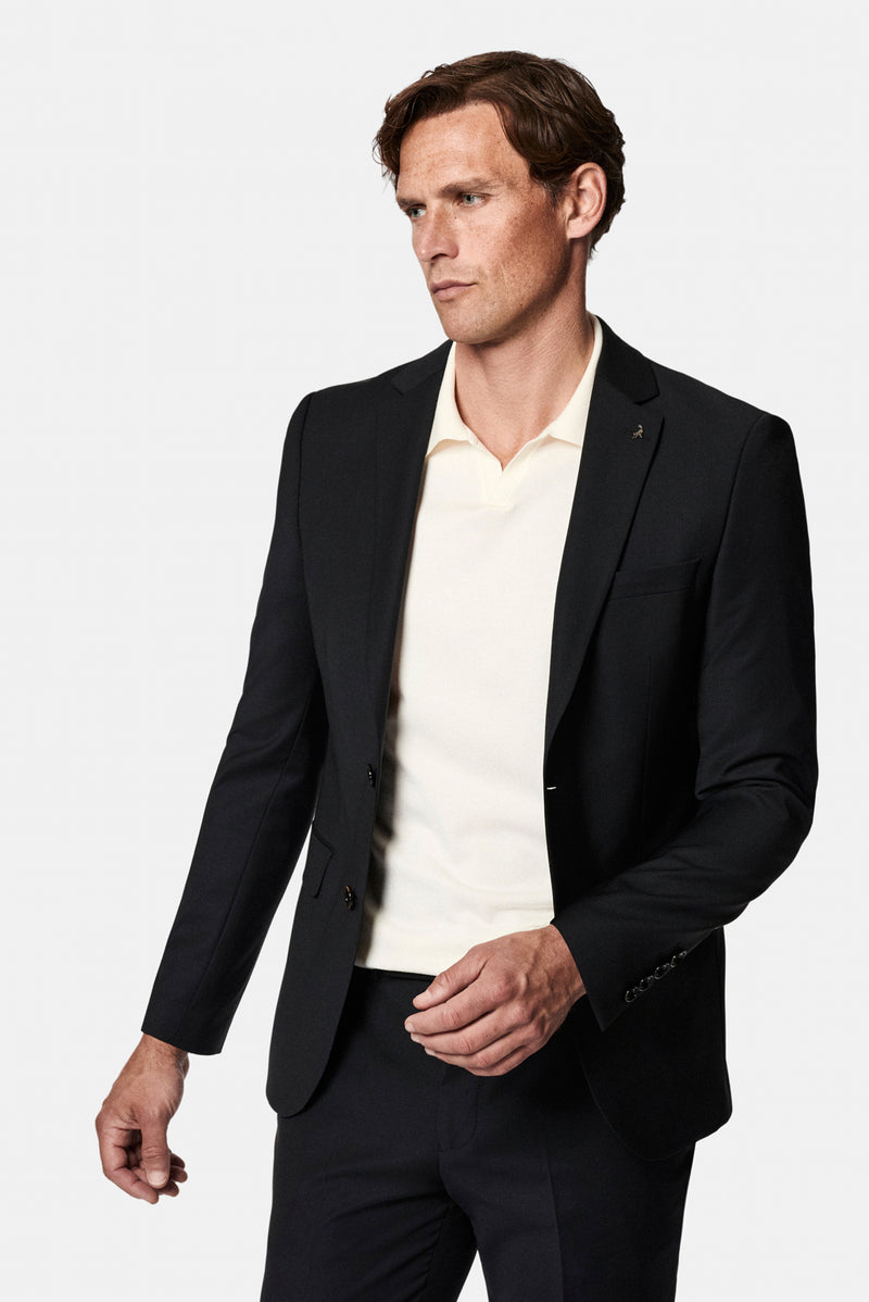 Siyah 6 Drop Regular Fit Standart Kesim Yünlü Takım Elbise