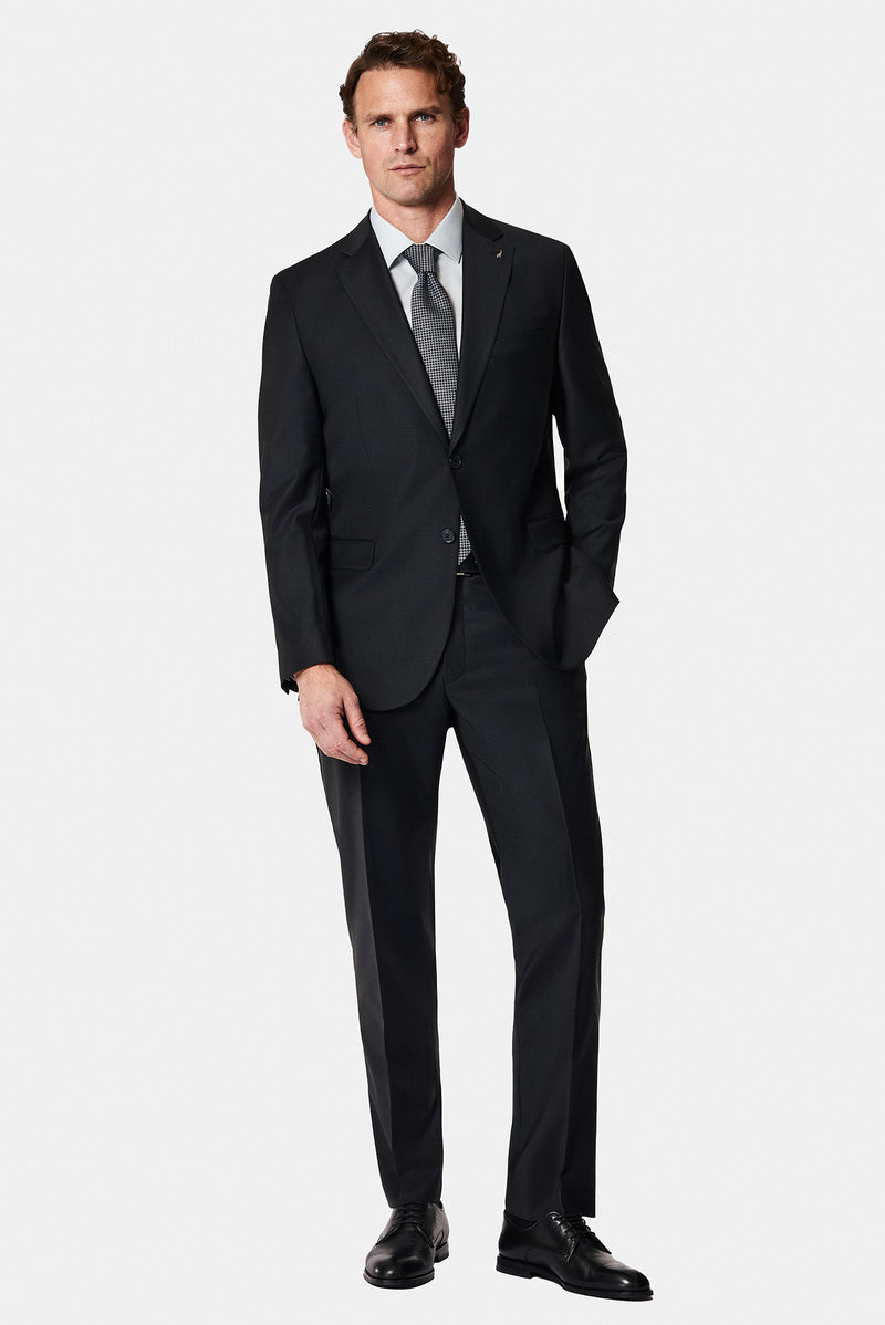 Siyah 7 Drop Super Slim Fit Eksra Dar Kesim Yünlü Takım Elbise