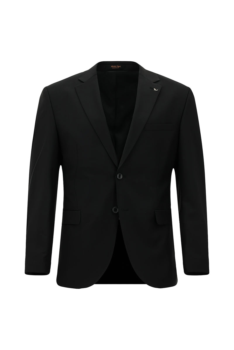 Siyah Slim Fit Dar Kesim Yünlü Klasik Takım Elbise