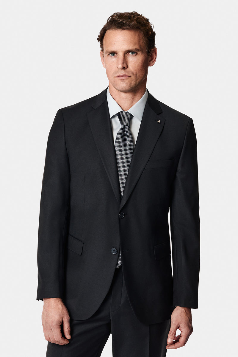 Siyah 7 Drop Slim Fit Dar Kesim Yünlü Takım Elbise