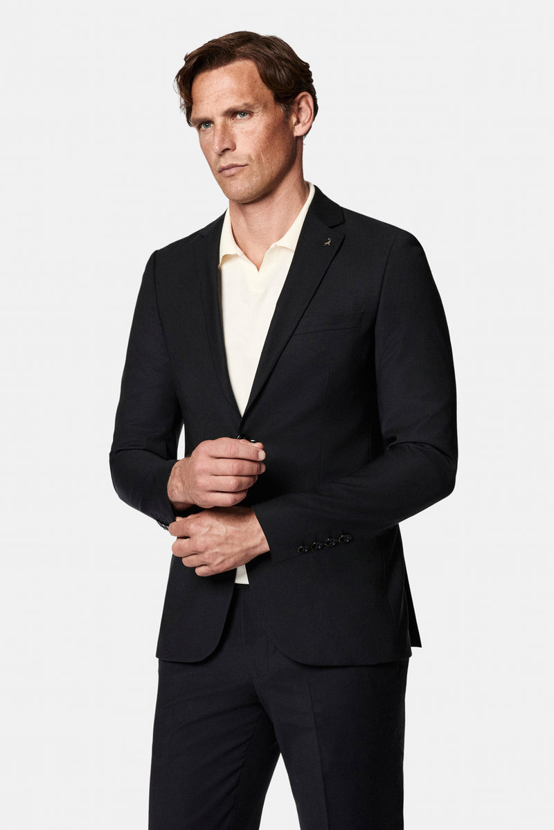 Siyah 6 Drop Regular Fit Standart Kesim Yünlü Takım Elbise