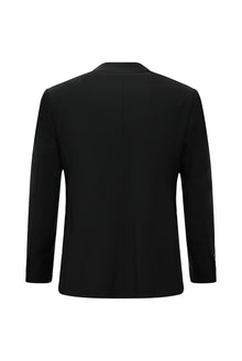 Siyah Super Slim Fit Ekstra Dar Kesim Yünlü Klasik Takım Elbise