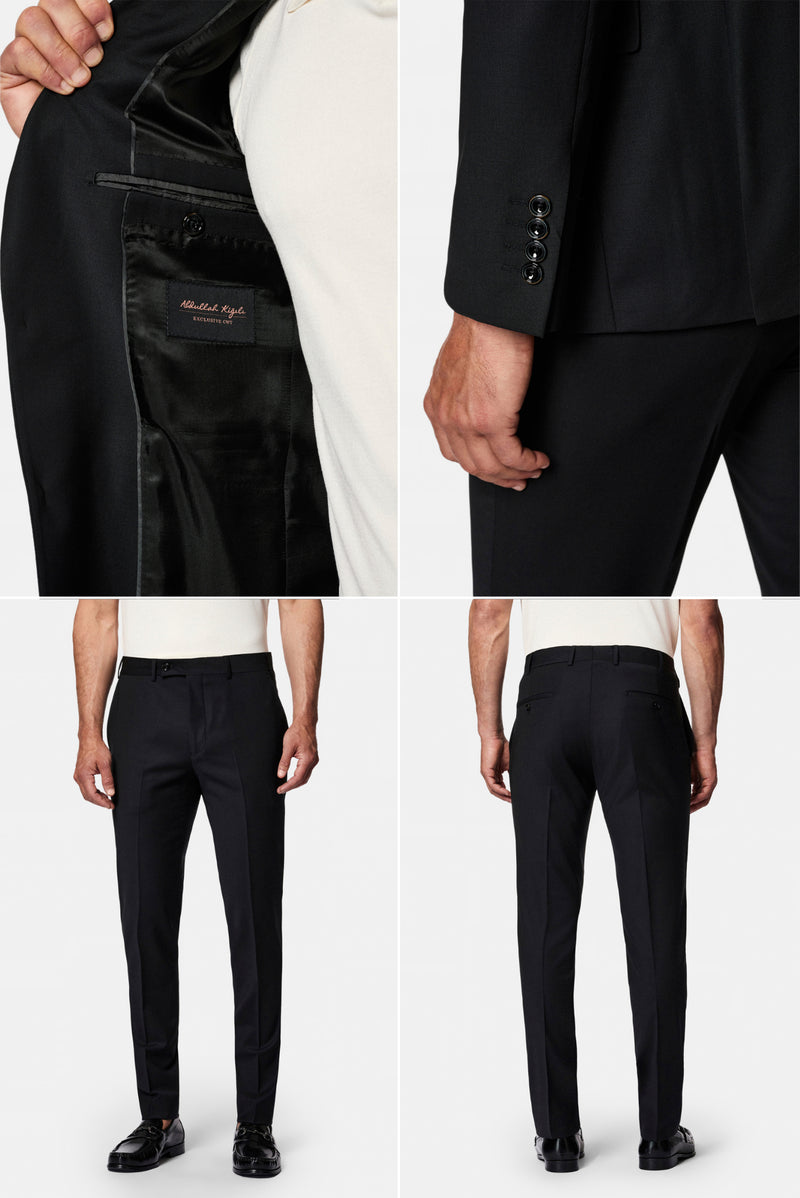 Siyah 6 Drop Regular Fit Standart Kesim Yünlü Takım Elbise