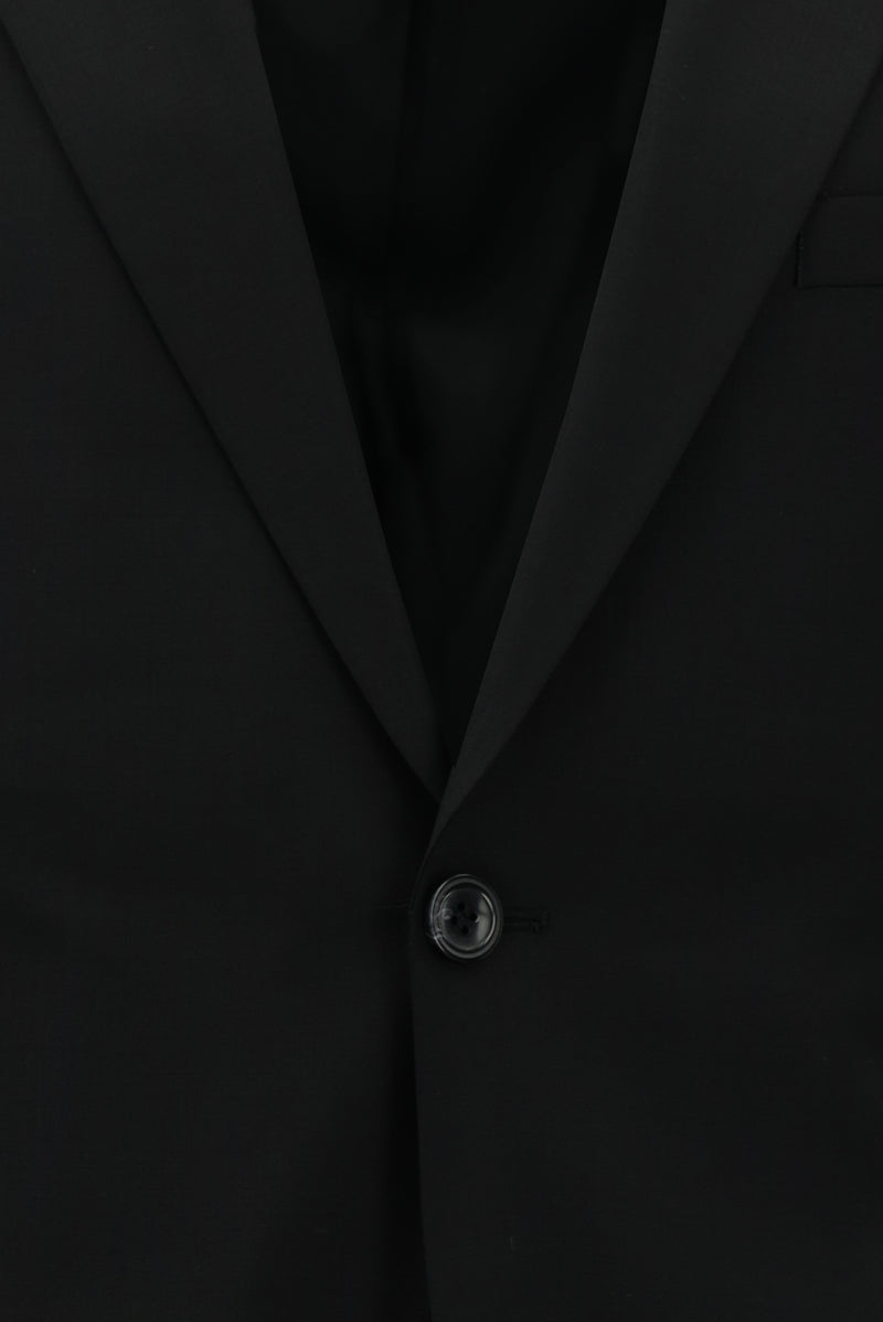 Siyah Super Slim Fit Ekstra Dar Kesim Yünlü Klasik Takım Elbise