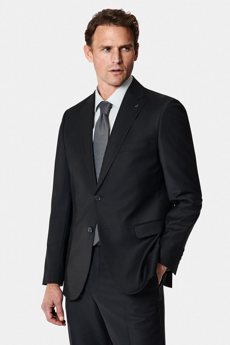 Siyah 7 Drop Slim Fit Dar Kesim Yünlü Takım Elbise