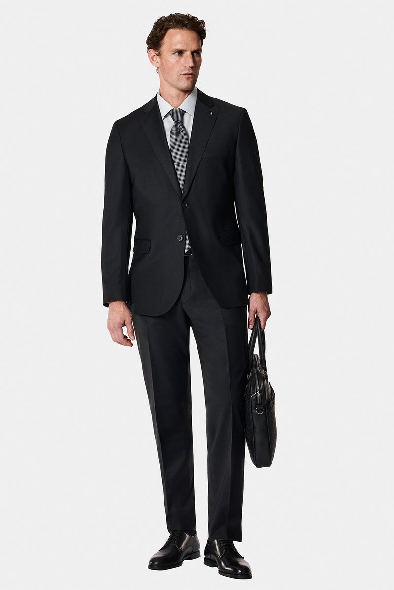 Siyah 7 Drop Super Slim Fit Eksra Dar Kesim Yünlü Takım Elbise