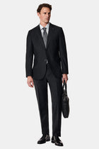 Siyah 7 Drop Slim Fit Dar Kesim Yünlü Tak?m Elbise-Abdullah Ki??l?