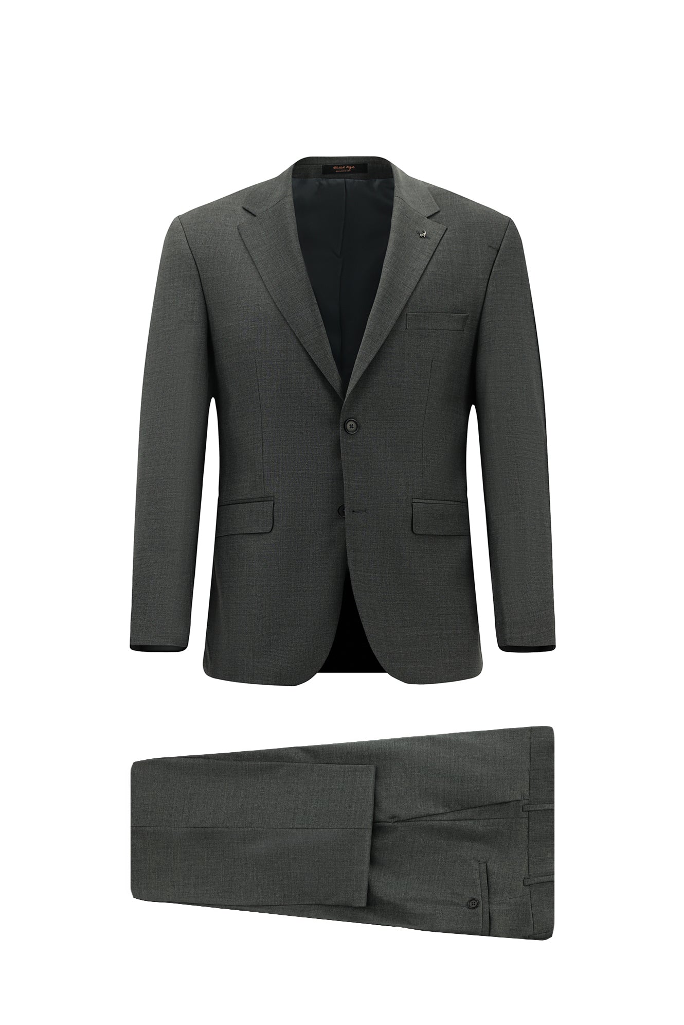Orta Füme 4 Drop Relaxed Fit Rahat Kesim Yünlü Tak?m Elbise-Abdullah Ki??l?
