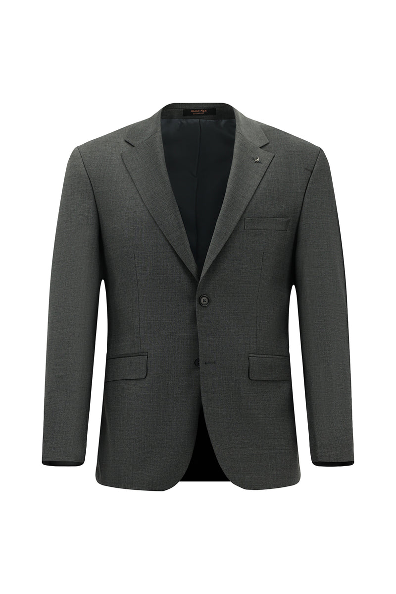 Orta Füme Relaxed Fit Rahat Kesim Yünlü Klasik Takım Elbise