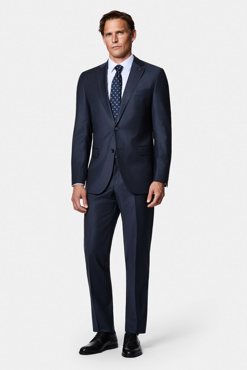 Koyu Lacivert 4 Drop Relaxed Fit Rahat Kesim Yünlü Takım Elbise