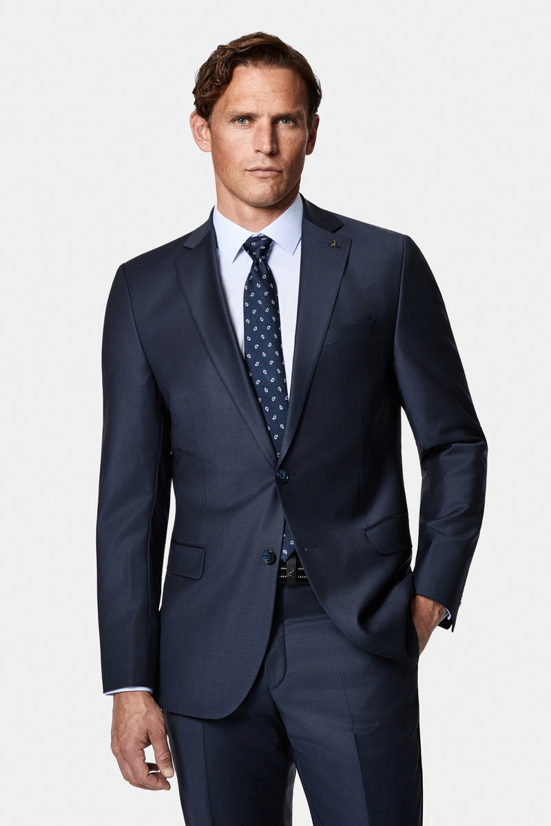 Koyu Lacivert 4 Drop Relaxed Fit Rahat Kesim Yünlü Takım Elbise