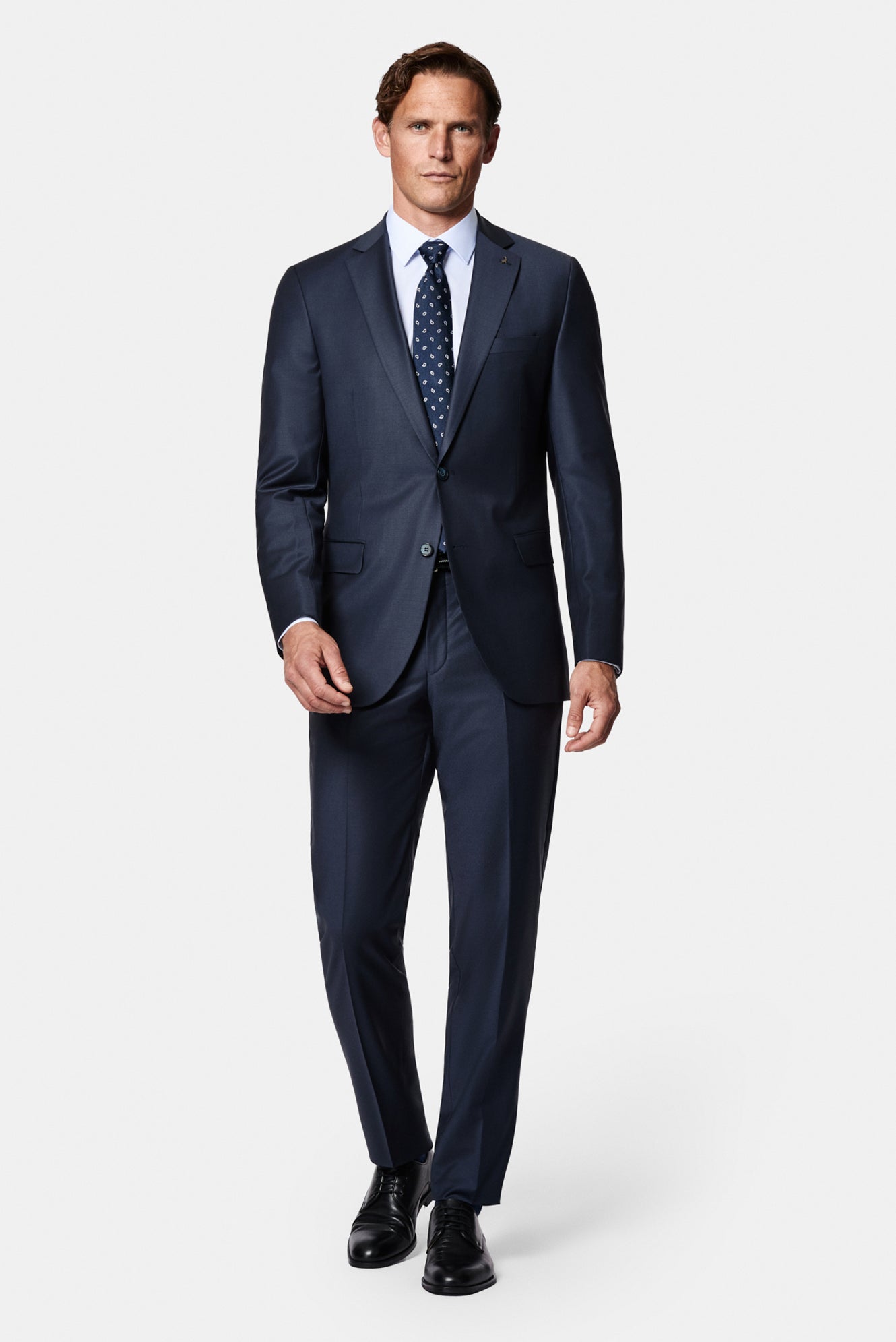 Koyu Lacivert 7 Drop Super Slim Fit Eksra Dar Kesim Yünlü Takım Elbise