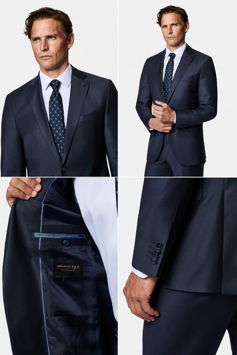 Koyu Lacivert 4 Drop Relaxed Fit Rahat Kesim Yünlü Takım Elbise
