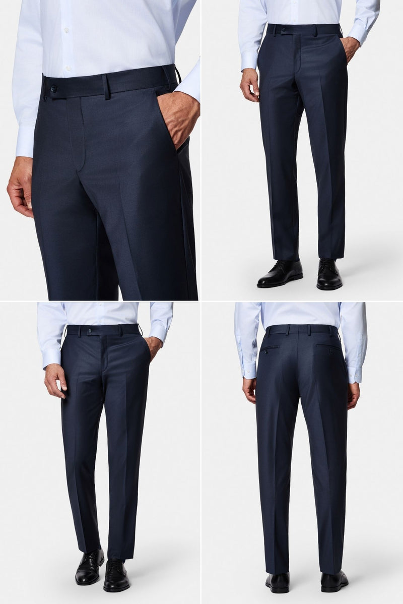 Koyu Lacivert 7 Drop Slim Fit Dar Kesim Yünlü Takım Elbise