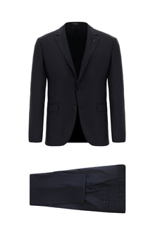 Siyah Lacivert Relaxed Fit Rahat Kesim Yünlü Klasik Takım Elbise