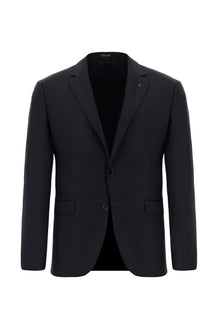 Siyah Lacivert Relaxed Fit Rahat Kesim Yünlü Klasik Takım Elbise