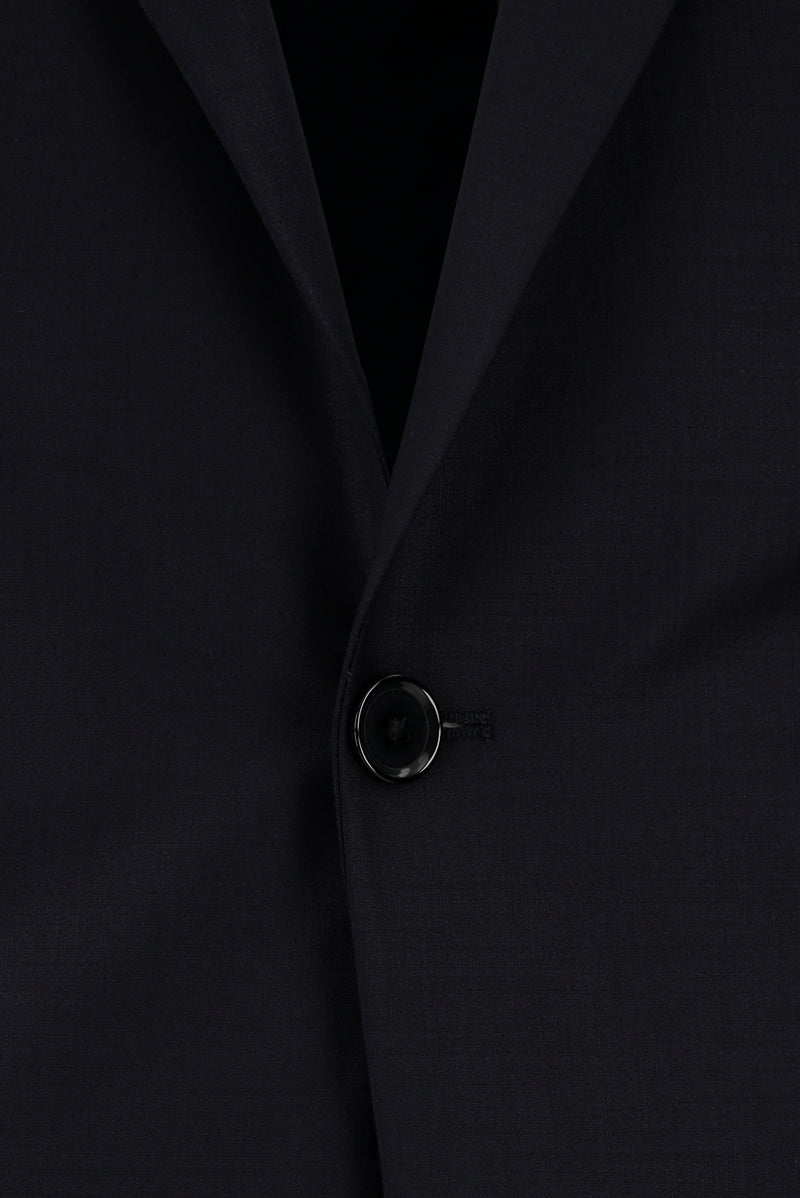 Siyah Lacivert Slim Fit Dar Kesim Yünlü Klasik Takım Elbise