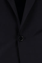Siyah Lacivert Slim Fit Dar Kesim Yünlü Klasik Takım Elbise