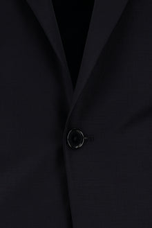 Siyah Lacivert Slim Fit Dar Kesim Yünlü Klasik Takım Elbise