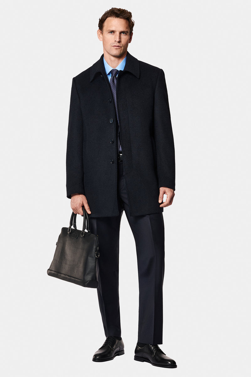 Siyah Lacivert 6 Drop Regular Fit Standart Kesim Yünlü Takım Elbise