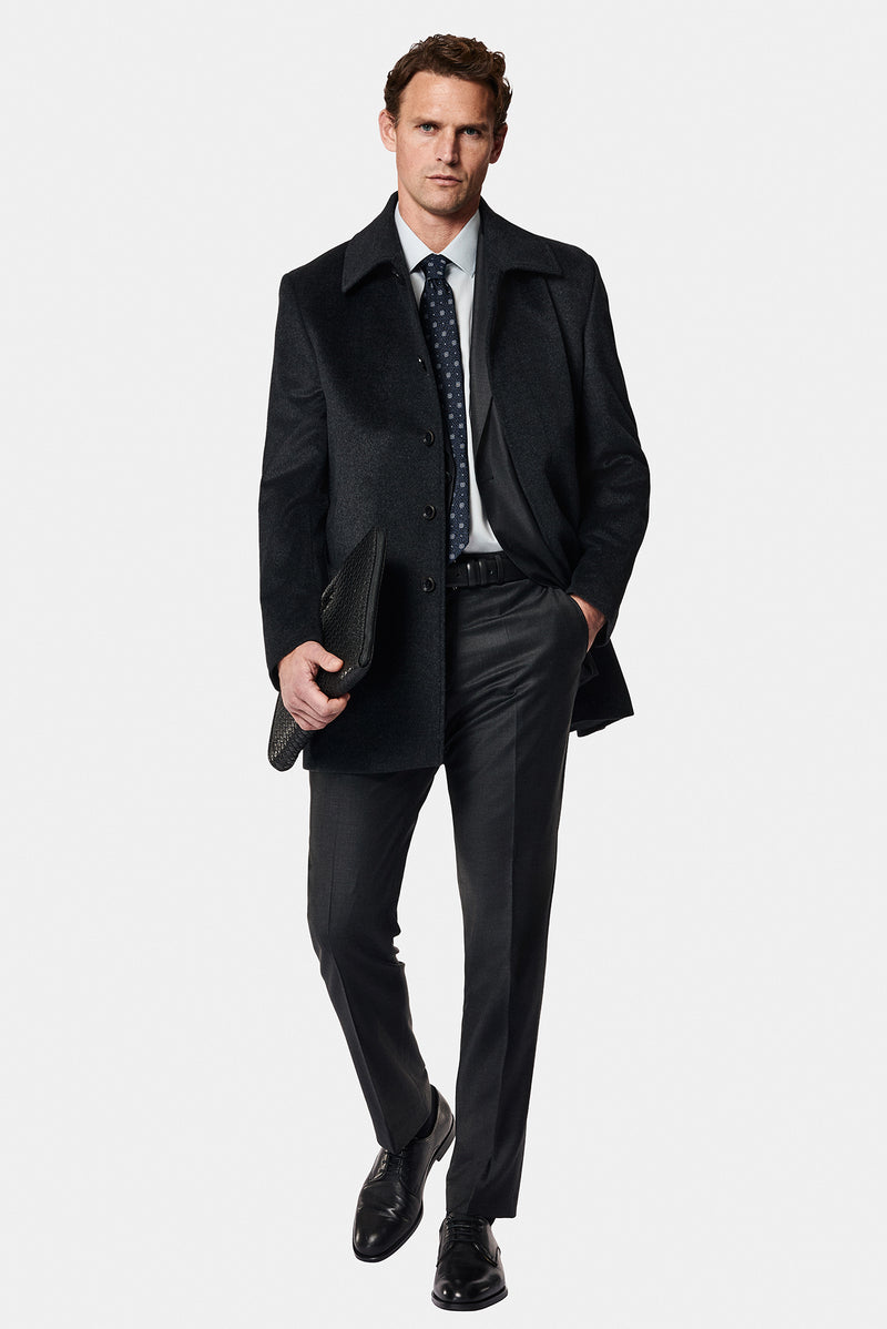 Koyu Antrasit 4 Drop Relaxed Fit Rahat Kesim Yünlü Takım Elbise