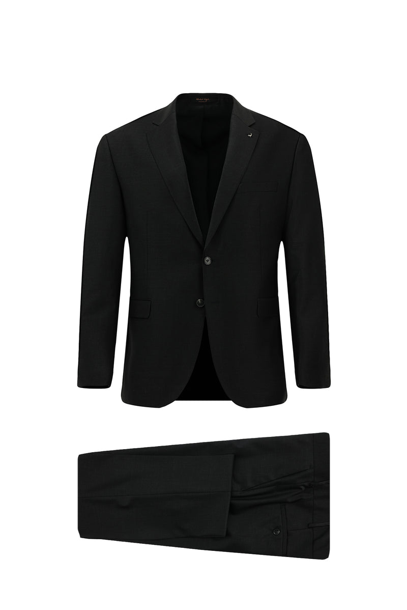 Koyu Antrasit 7 Drop Slim Fit Dar Kesim Yünlü Takım Elbise