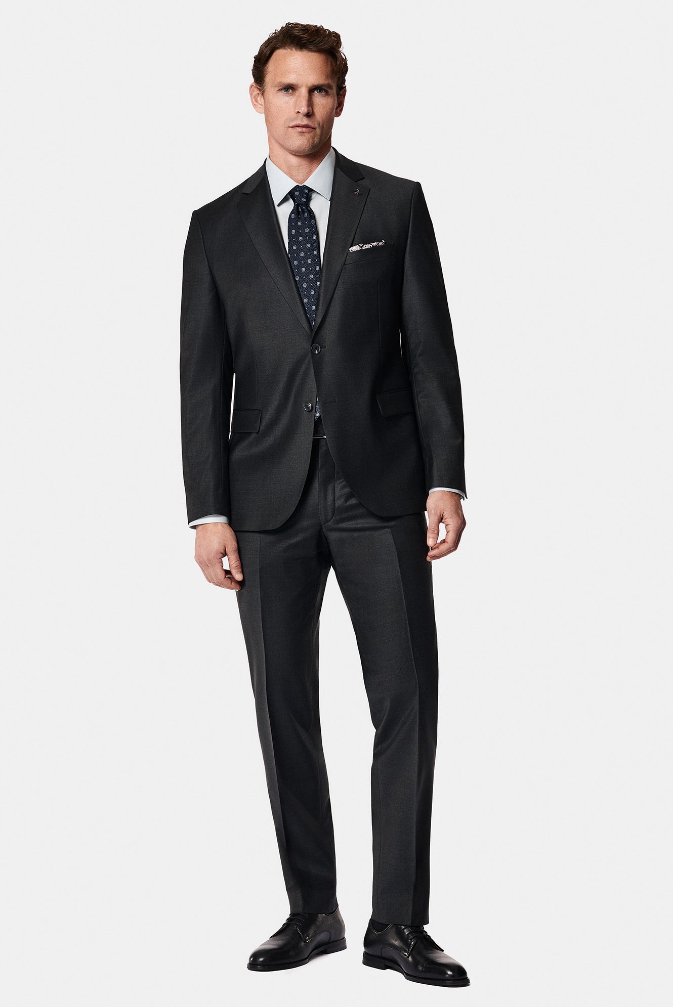 Koyu Antrasit 7 Drop Slim Fit Dar Kesim Yünlü Tak?m Elbise-Abdullah Ki??l?