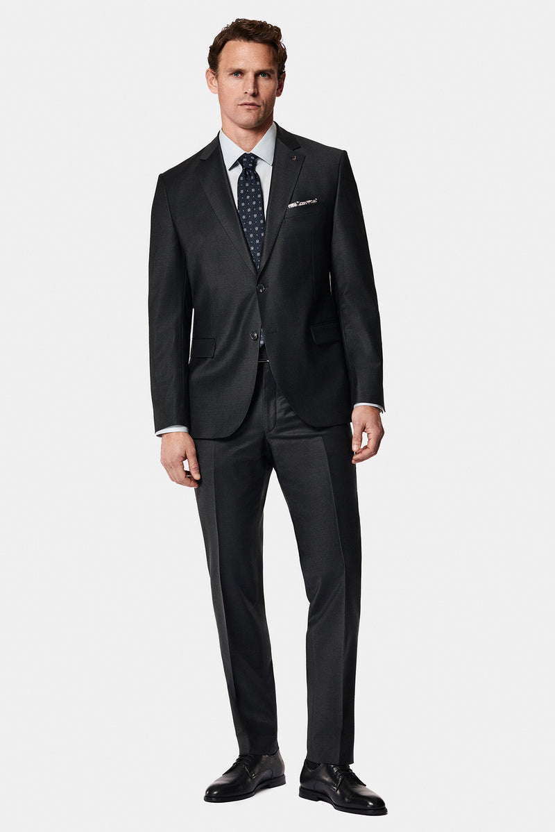 Koyu Antrasit 7 Drop Slim Fit Dar Kesim Yünlü Takım Elbise