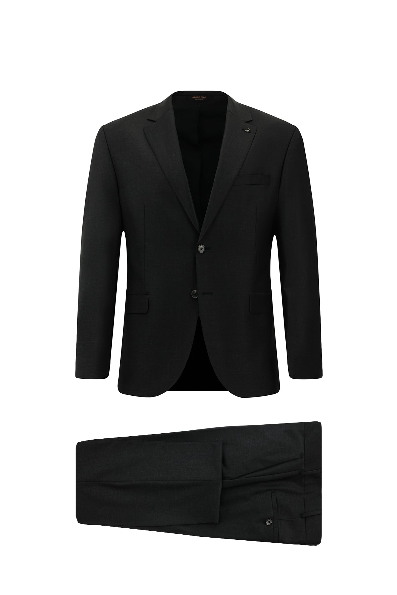 Koyu Antrasit Slim Fit Dar Kesim Yünlü Klasik Takım Elbise