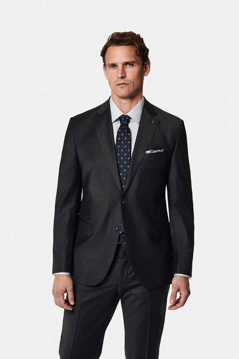 Koyu Antrasit 7 Drop Slim Fit Dar Kesim Yünlü Takım Elbise