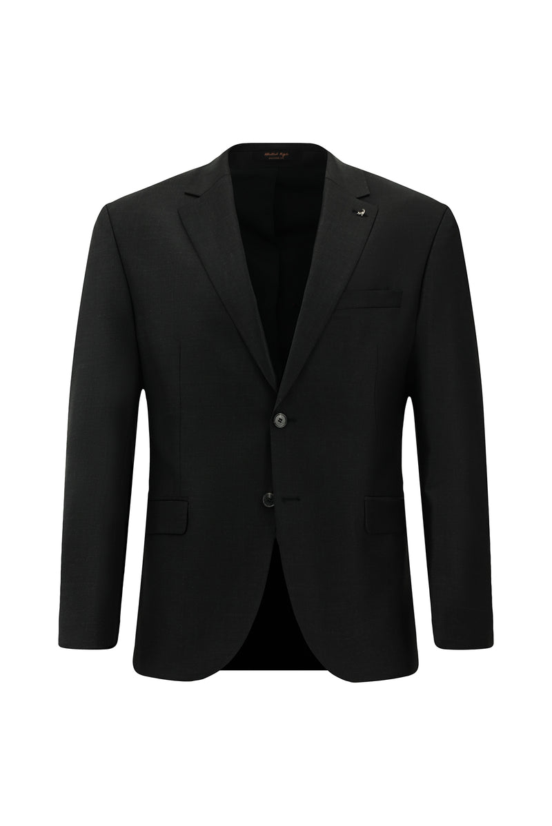 Koyu Antrasit Slim Fit Dar Kesim Yünlü Klasik Takım Elbise