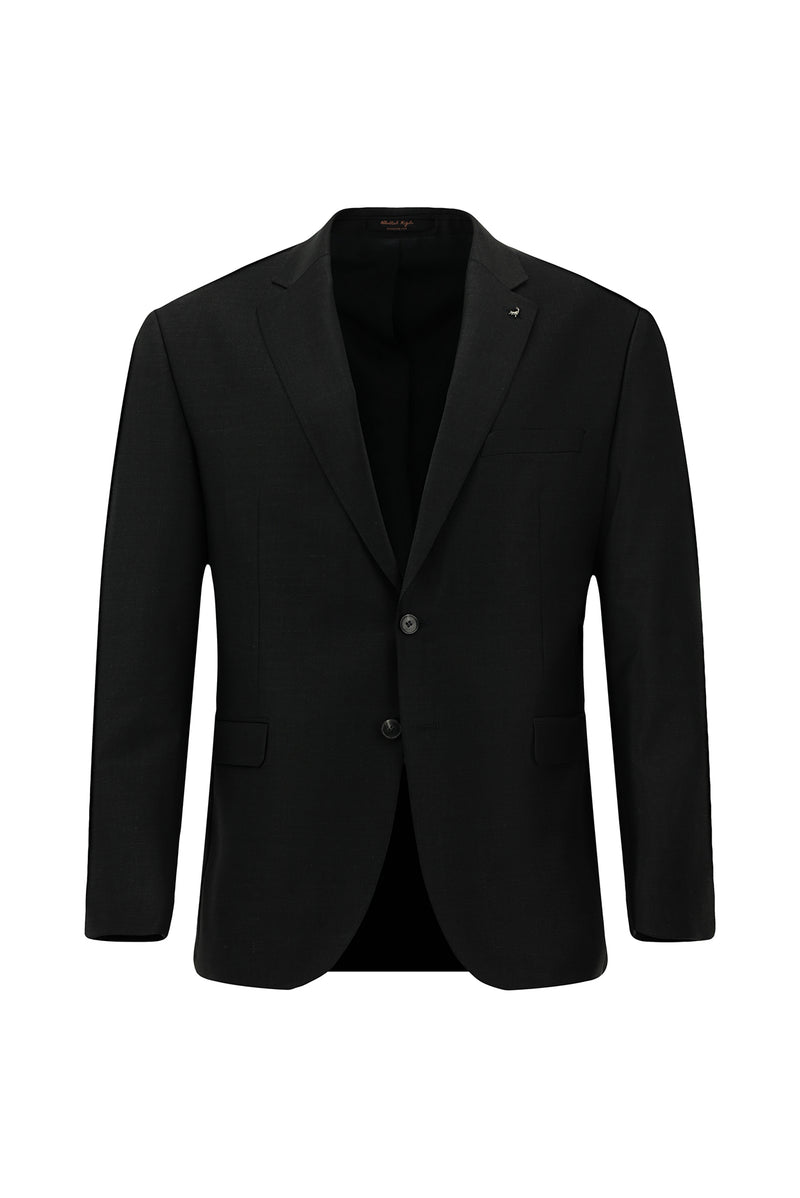 Koyu Antrasit Slim Fit Dar Kesim Yünlü Klasik Takım Elbise