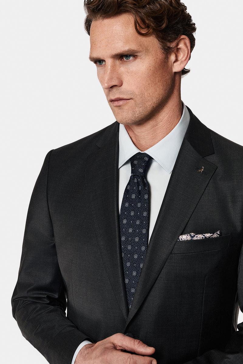 Koyu Antrasit 4 Drop Relaxed Fit Rahat Kesim Yünlü Takım Elbise