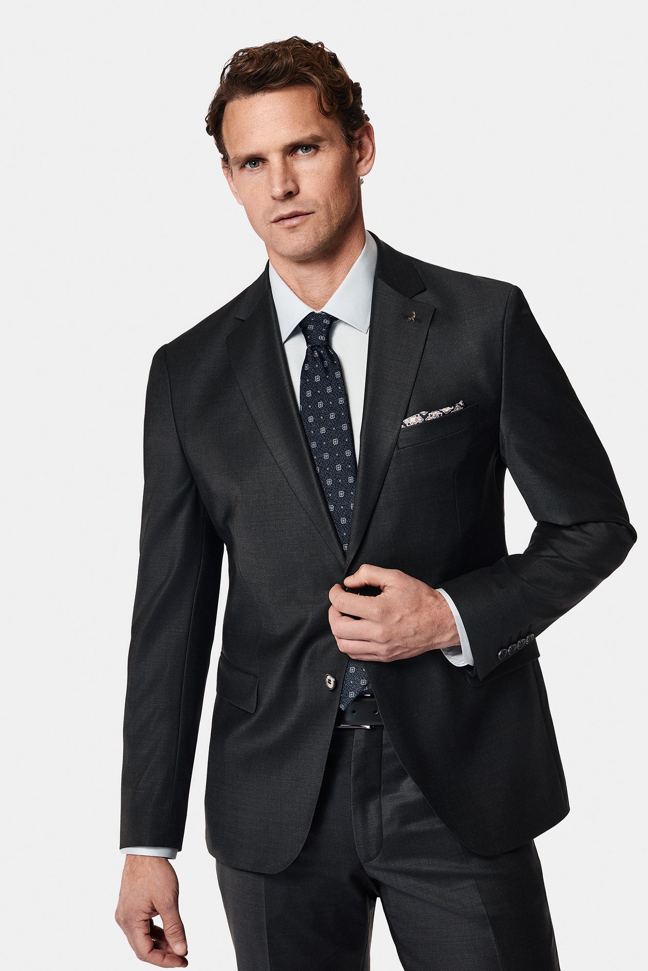 Koyu Antrasit 7 Drop Slim Fit Dar Kesim Yünlü Tak?m Elbise-Abdullah Ki??l?