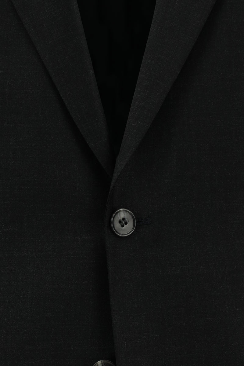 Koyu Antrasit Slim Fit Dar Kesim Yünlü Klasik Takım Elbise