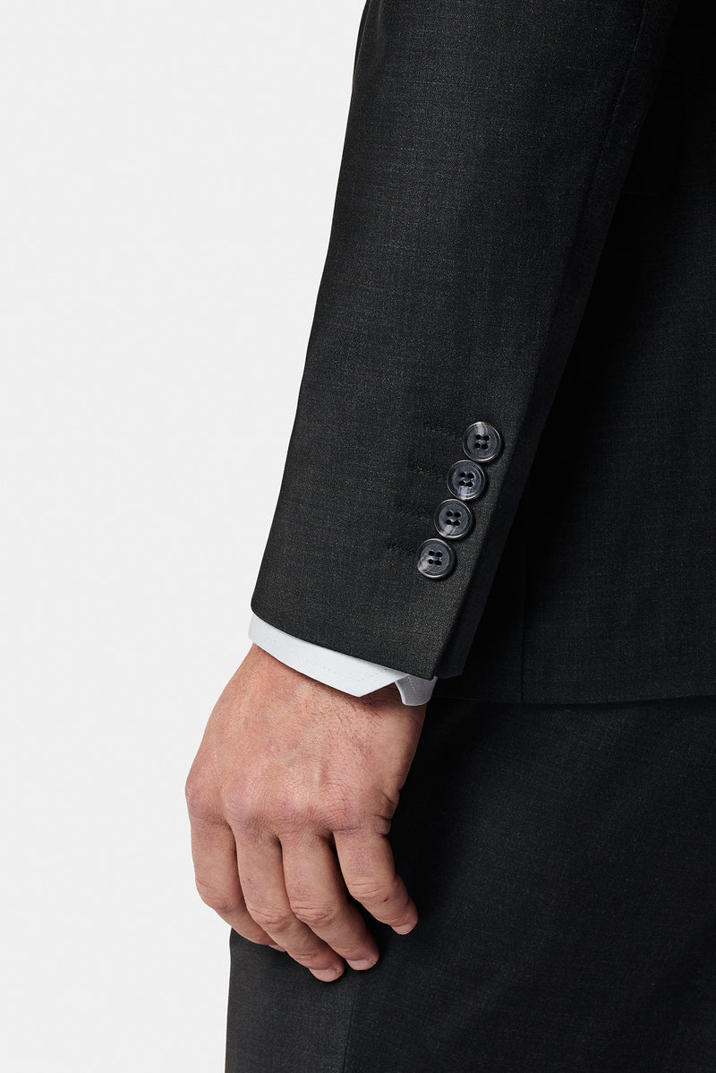 Koyu Antrasit 7 Drop Slim Fit Dar Kesim Yünlü Takım Elbise