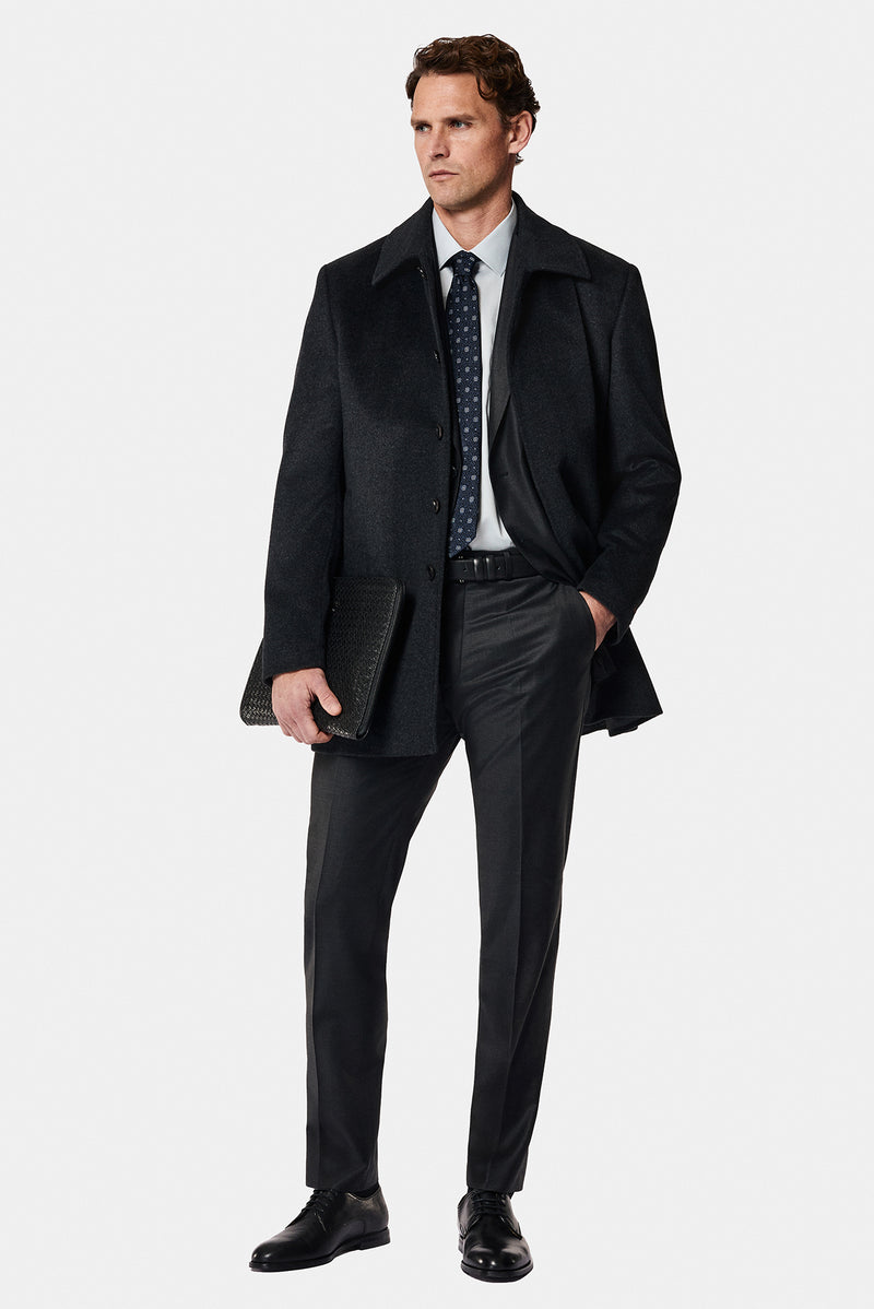 Koyu Antrasit 7 Drop Slim Fit Dar Kesim Yünlü Takım Elbise