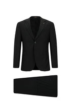 Siyah Slim Fit Dar Kesim Yünlü Klasik Takım Elbise