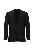 Siyah Super Slim Fit Ekstra Dar Kesim Yünlü Klasik Takım Elbise