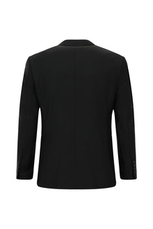 Siyah Super Slim Fit Ekstra Dar Kesim Yünlü Klasik Takım Elbise