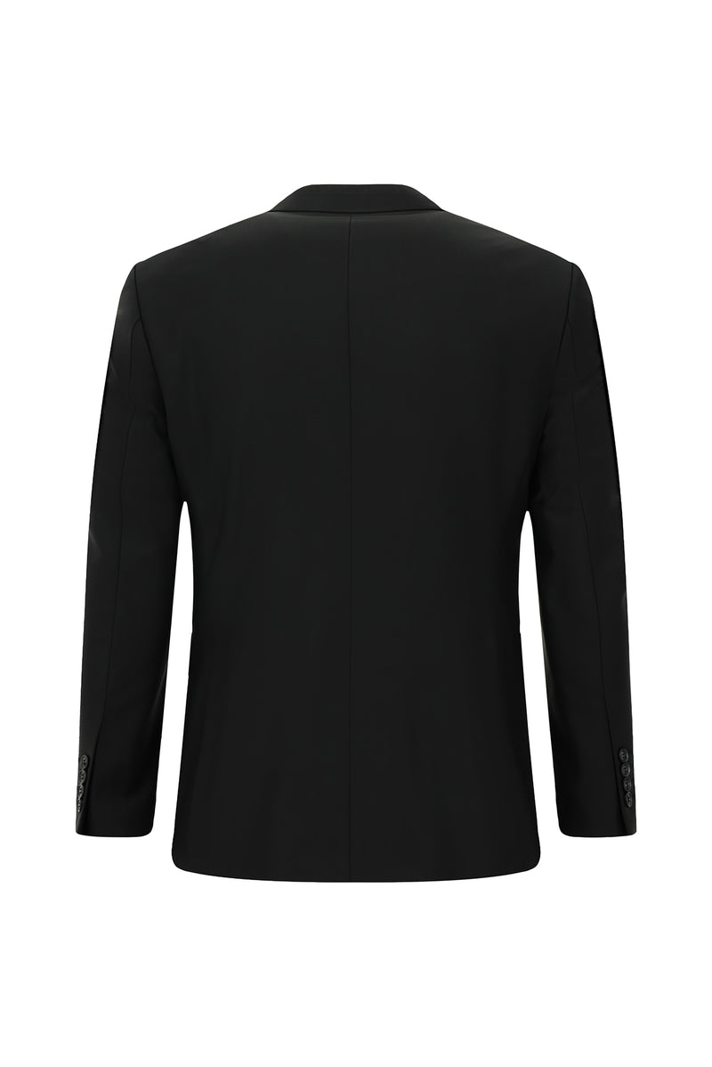 Siyah Slim Fit Dar Kesim Yünlü Klasik Takım Elbise