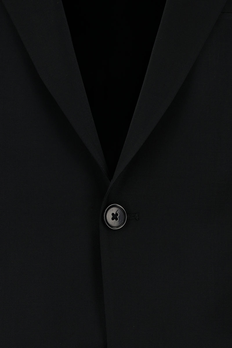 Siyah Slim Fit Dar Kesim Yünlü Klasik Takım Elbise