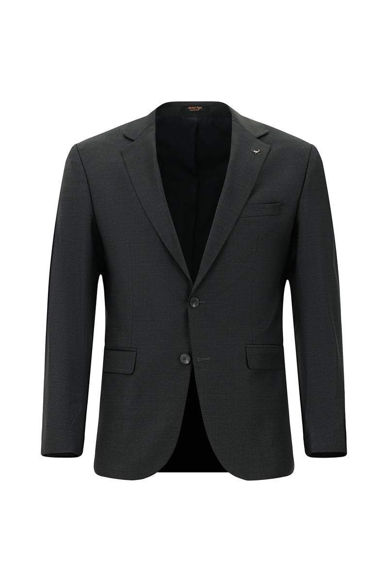 Koyu Füme Muscle Fit Yünlü Klasik Takım Elbise