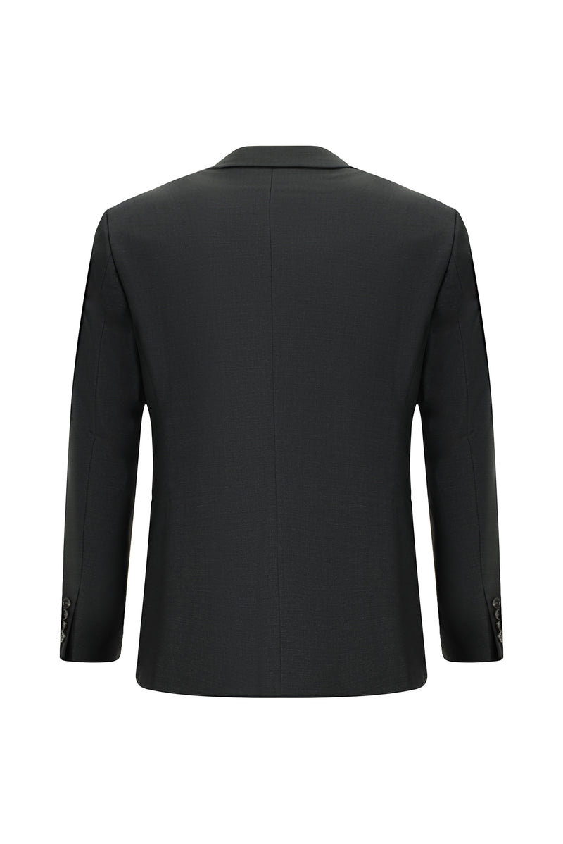 Koyu Füme Muscle Fit Yünlü Klasik Takım Elbise