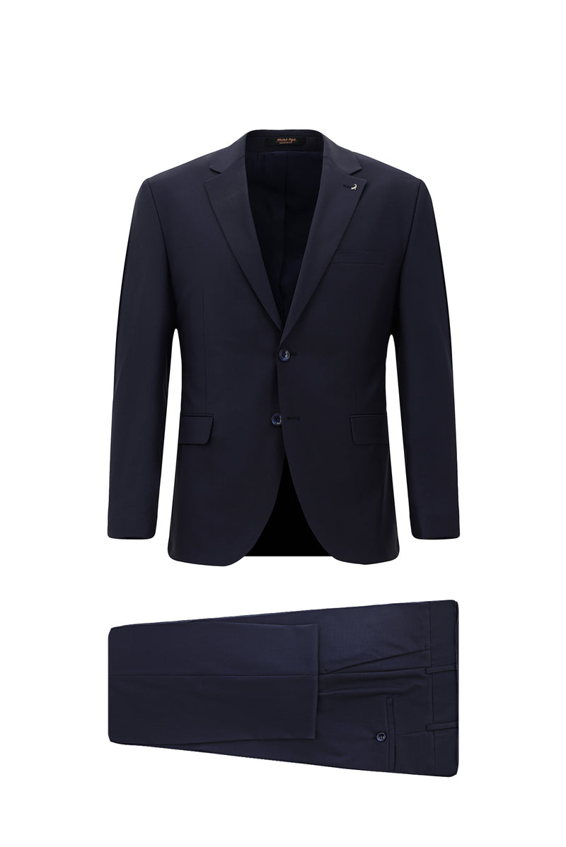 Açık Lacivert Slim Fit Dar Kesim Yünlü Klasik Takım Elbise