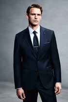 Koyu Lacivert 7 Drop Slim Fit Dar Kesim Yünlü Takım Elbise